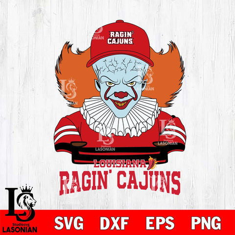Louisiana Ragin' Cajuns Pennywise Horror Sport 2 Svg Eps Dxf Png File, Digital Download