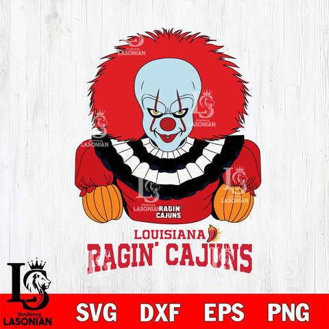 Louisiana Ragin' Cajuns Pennywise Horror Sport 3 Svg Eps Dxf Png File, Digital Download