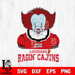 Louisiana Ragin' Cajuns Pennywise Horror Sport 5 Svg Eps Dxf Png File, Digital Download