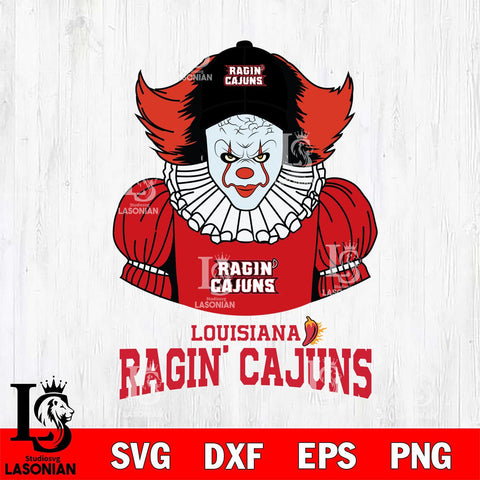 Louisiana Ragin' Cajuns Pennywise Horror Sport 7 Svg Eps Dxf Png File, Digital Download
