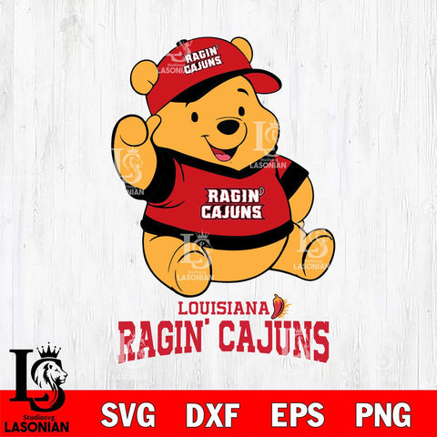 Louisiana Ragin' Cajuns Pooh Bear Disney, Svg Eps Dxf Png File, Digital Download
