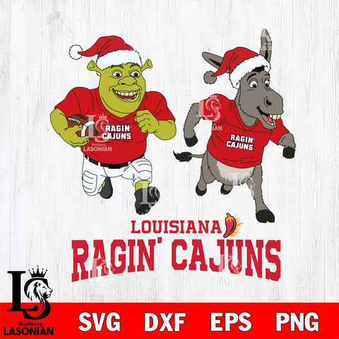 Louisiana Ragin' Cajuns Shrek and Donkey Football Cricut,Christmas SVG DXF EPS PNG FILE, NCAA Digital Download,Instant Download, Silhouette
