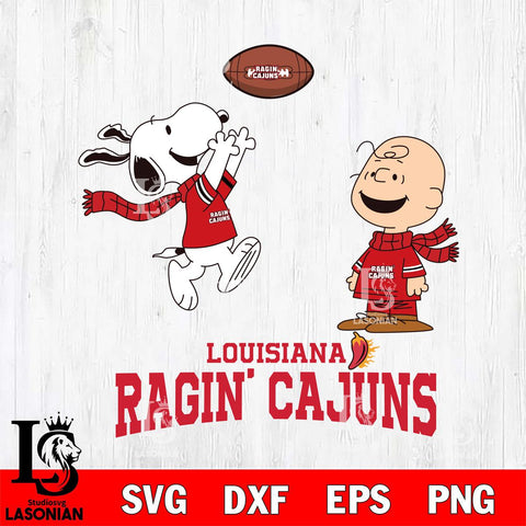 Louisiana Ragin' Cajuns Snoopy & Charlie Brown Football Cricut,Christmas SVG DXF EPS PNG FILE, NCAA Digital Download,Instant Download, Silhouette