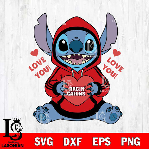 Louisiana Ragin' Cajuns Stitch Love You File Cut, NCAA SVG DXF EPS PNG FILE, Digital Download , Criucut , Silhouette