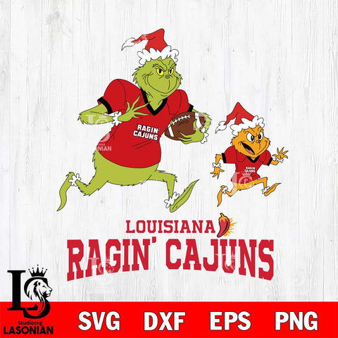 Louisiana Ragin' Cajuns The Grinch & Max Football Cricut,Christmas SVG DXF EPS PNG FILE, NCAA Digital Download,Instant Download, Silhouette