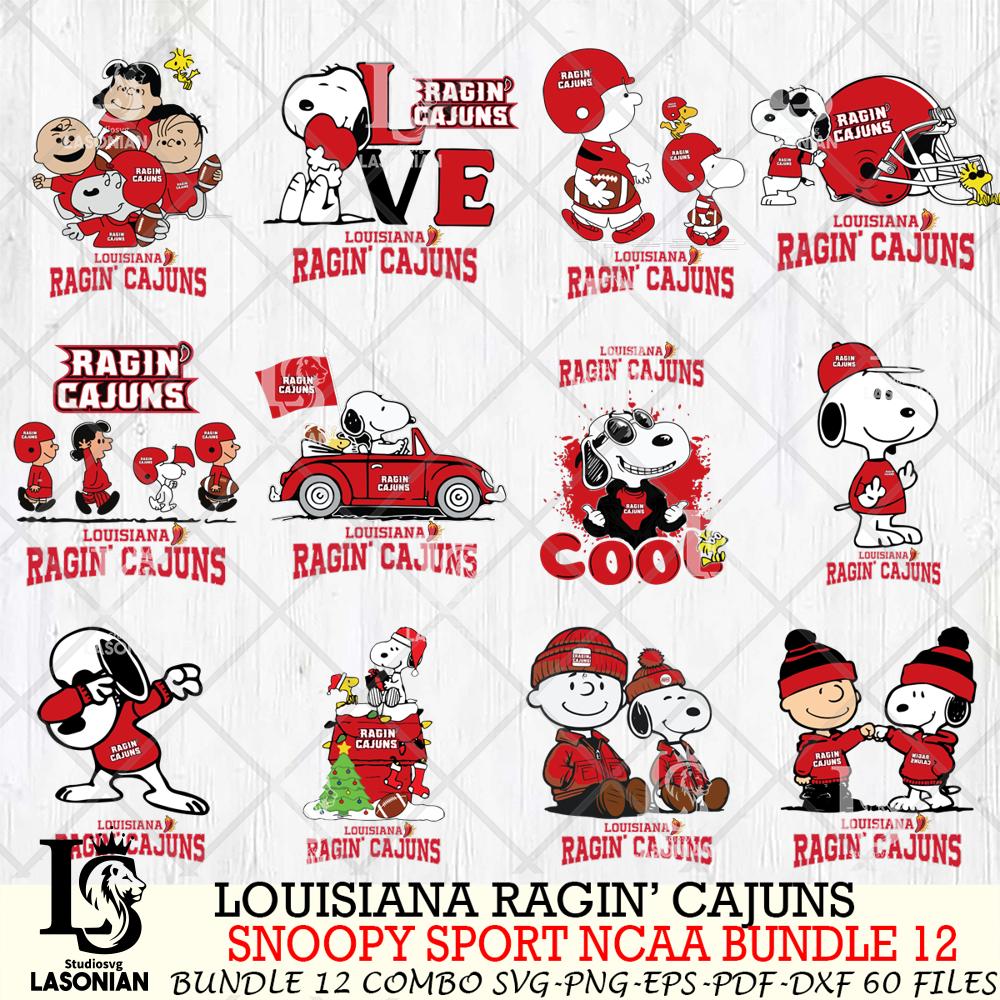Louisiana Ragin' Cajuns Snoopy NCAA Bundle 12 SVG – lasoniansvg