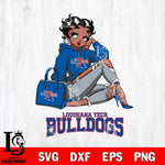 Louisiana Tech Bulldogs Awesome Black Fan Girl Betty Boop, Svg Eps Dxf Png File, Digital Download