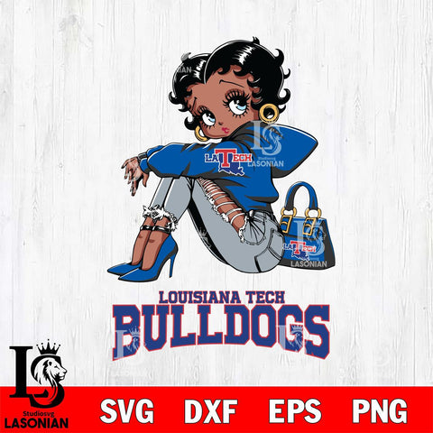 Louisiana Tech Bulldogs Betty Boop Black Fan Girl Svg Eps Dxf Png File, Digital Download, Instant Download