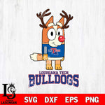 Louisiana Tech Bulldogs Bluey Chilli Christmas Deer Svg Eps Dxf Png File, Digital Download