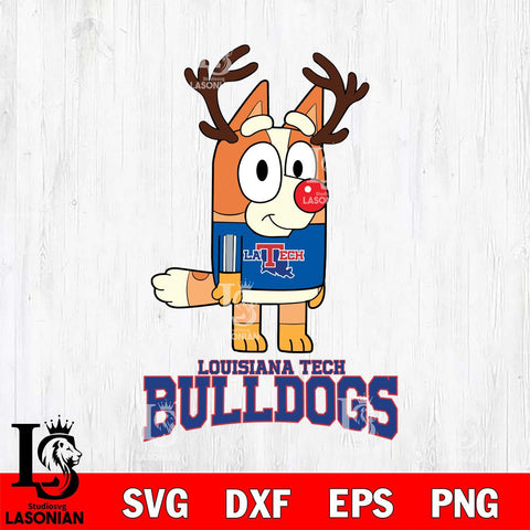 Louisiana Tech Bulldogs Bluey Chilli Christmas Deer Svg Eps Dxf Png File, Digital Download