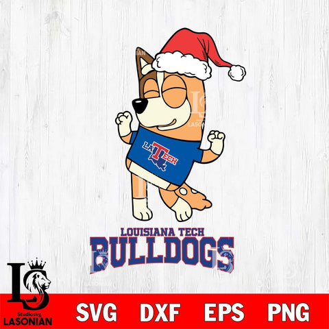 Louisiana Tech Bulldogs Bluey Chilli Happy Christmas Svg Eps Dxf Png File, Digital Download