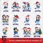 Louisiana Tech Bulldogs Bluey Christmas NCAA Bundle 12 Cricut File Cut Files , Bluey Cricut , Christmas Svg , Bluey svg , Digital Download, dxf eps png pdf file