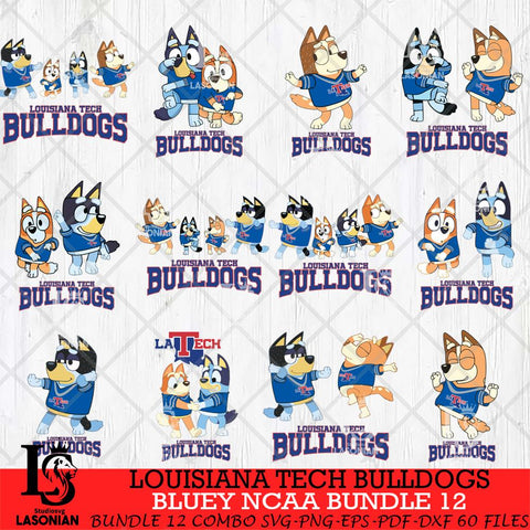 Louisiana Tech Bulldogs Bluey Dace Mode NCAA Bundle 12 SVG Eps Dxf Png File, Digital Download, Instant Download