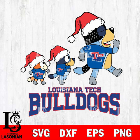 Louisiana Tech Bulldogs Bluey Family Christmas Svg Eps Dxf Png File, Digital Download