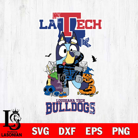Louisiana Tech Bulldogs Bluey Halloween NCAA 2 Svg Eps Dxf Png File, Digital Download, Instant Download