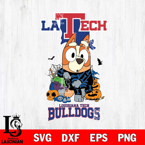 Louisiana Tech Bulldogs Bluey Halloween NCAA Svg Eps Dxf Png File, Digital Download, Instant Download