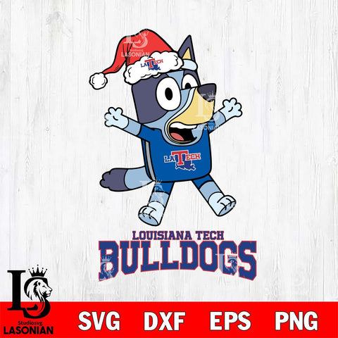 Louisiana Tech Bulldogs Bluey Happy Christmas Svg Eps Dxf Png File, Digital Download