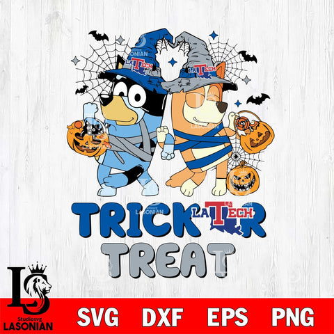 Louisiana Tech Bulldogs Bluey Trick or Treat Halloween 2 Svg Eps Dxf Png File, Digital Download, Instant Download