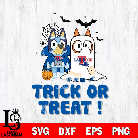 Louisiana Tech Bulldogs Bluey Trick or Treat Halloween Svg Eps Dxf Png File, Digital Download, Instant Download