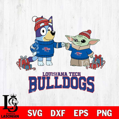 Louisiana Tech Bulldogs Bluey With Yoda Christmas File Cut, NCAA SVG DXF EPS PNG FILE, Digital Download,Instant Download, Silhouette