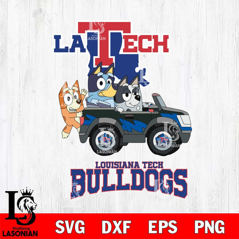 Louisiana Tech Bulldogs Bluey friends car Svg Eps Dxf Png File, NCAA svg, Digital Download, Instant Download