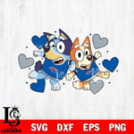 Louisiana Tech Bulldogs Bluey heart Svg Eps Dxf Png File, Digital Download, Instant Download