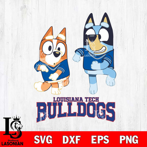 Louisiana Tech Bulldogs Bluey with Chilli Dance Svg Eps Dxf Png File, Digital Download, Instant Download
