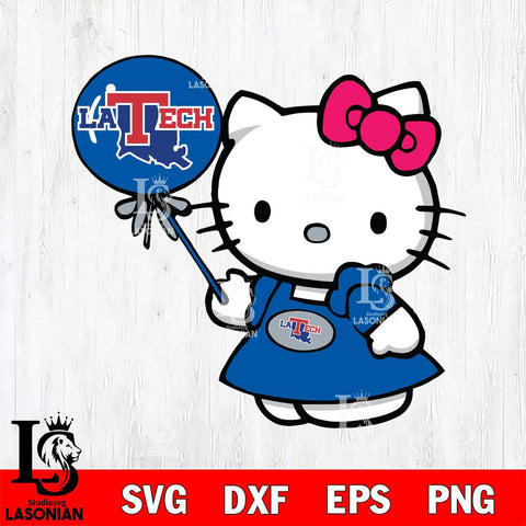 Louisiana Tech Bulldogs Cute Hello Kitty 2 Svg Eps Dxf Png File, Digital Download, Instant Download