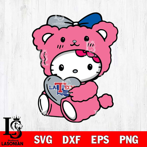 Louisiana Tech Bulldogs Cute Hello Kitty 3 Svg Eps Dxf Png File, Digital Download, Instant Download