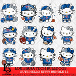 Louisiana Tech Bulldogs Cute Hello Kitty Bundle 12 SVG Eps Dxf Png File, NCAA Bundle svg, Digital Download, Instant Download