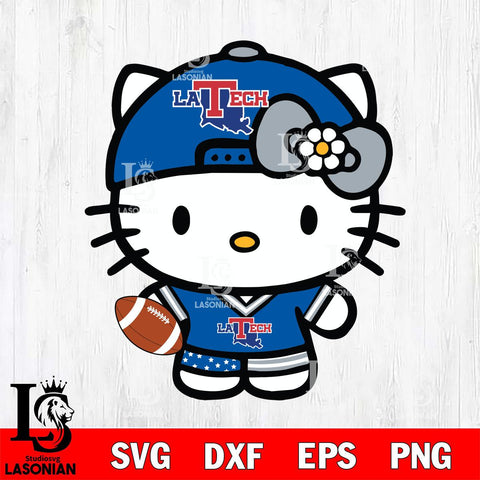 Louisiana Tech Bulldogs Cute Hello Kitty Football 10 Svg Eps Dxf Png File, NCAA svg, Digital Download, Instant Download