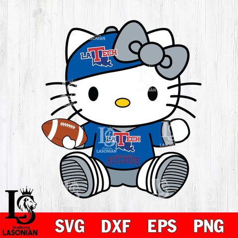 Louisiana Tech Bulldogs Cute Hello Kitty Football 11 Svg Eps Dxf Png File, NCAA svg, Digital Download, Instant Download