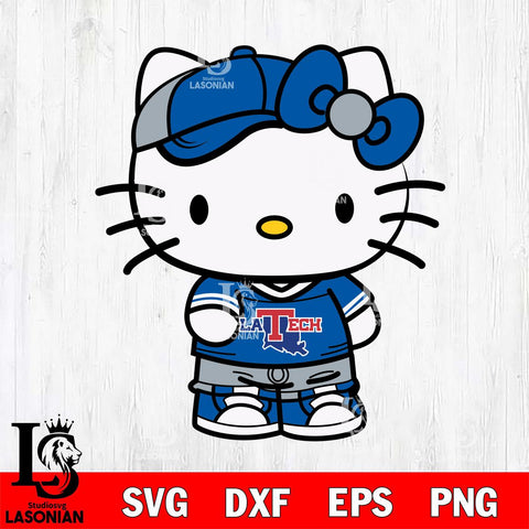 Louisiana Tech Bulldogs Cute Hello Kitty Football 2 Svg Eps Dxf Png File, NCAA svg, Digital Download, Instant Download