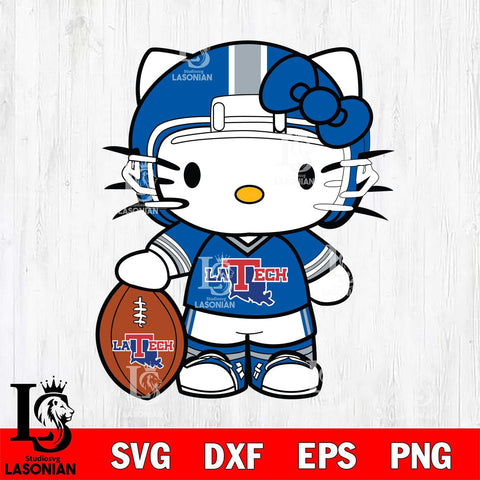 Louisiana Tech Bulldogs Cute Hello Kitty Football 3 Svg Eps Dxf Png File, NCAA svg, Digital Download, Instant Download