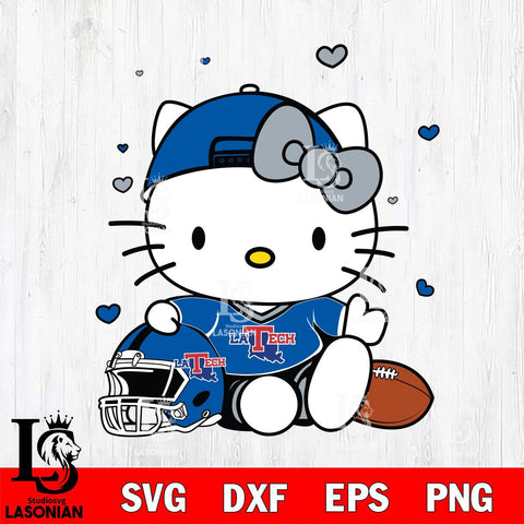Louisiana Tech Bulldogs Cute Hello Kitty Football Svg Eps Dxf Png File, NCAA svg, Digital Download, Instant Download