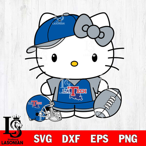 Louisiana Tech Bulldogs Cute Hello Kitty Football 4 Svg Eps Dxf Png File, NCAA svg, Digital Download, Instant Download