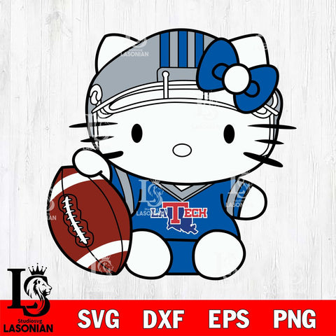 Louisiana Tech Bulldogs Cute Hello Kitty Football 5 Svg Eps Dxf Png File, NCAA svg, Digital Download, Instant Download