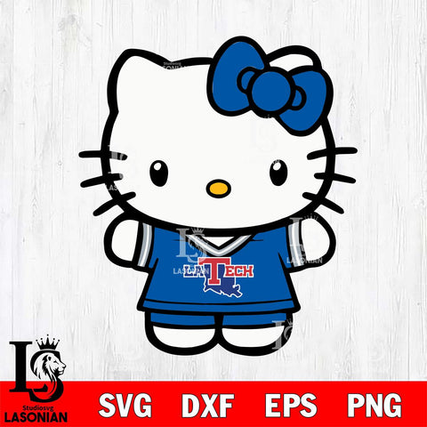 Louisiana Tech Bulldogs Cute Hello Kitty Football 6 Svg Eps Dxf Png File, NCAA svg, Digital Download, Instant Download