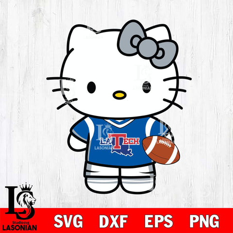 Louisiana Tech Bulldogs Cute Hello Kitty Football 8 Svg Eps Dxf Png File, NCAA svg, Digital Download, Instant Download