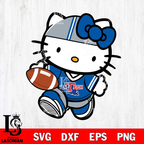 Louisiana Tech Bulldogs Cute Hello Kitty Football 9 Svg Eps Dxf Png File, NCAA svg, Digital Download, Instant Download