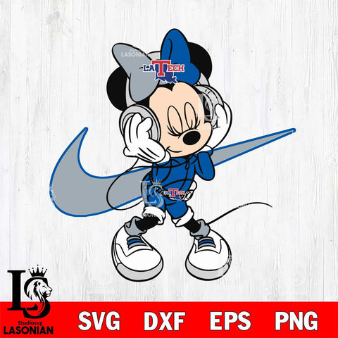 Louisiana Tech Bulldogs Cute Minnie Mouse Dancing Svg Eps Dxf Png File, NCAA svg, Digital Download, Instant Download