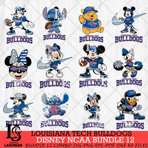 Louisiana Tech Bulldogs Disney NCAA Bundle Svg PNG 12 Svg Eps Dxf Png File, Digital Download