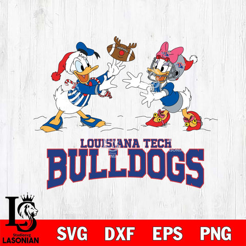 Louisiana Tech Bulldogs Donald Duck & Daisy Duck Football Cricut,Christmas SVG DXF EPS PNG FILE, NCAA Digital Download,Instant Download, Silhouette