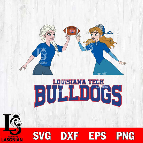 Louisiana Tech Bulldogs Elsa & Anna Football Cricut,Christmas SVG DXF EPS PNG FILE, NCAA Digital Download,Instant Download, Silhouette