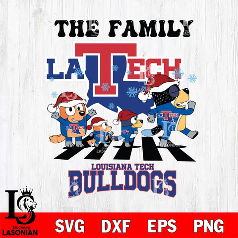 Louisiana Tech Bulldogs Family Bluey Christmas Svg Eps Dxf Png File, Digital Download
