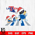 Louisiana Tech Bulldogs Family Bluey Walking Christmas Svg Eps Dxf Png File, Digital Download, Instant Download