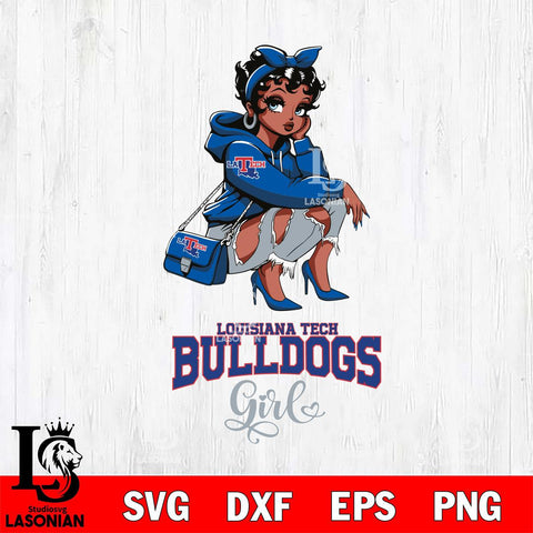Louisiana Tech Bulldogs Fashion Black Fan Girl Betty Boop, Svg Eps Dxf Png File, Digital Download