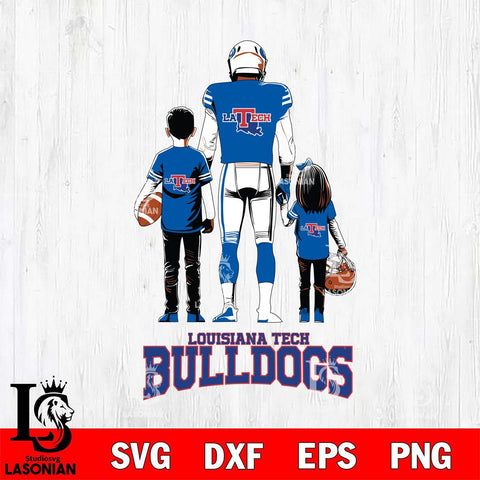 Louisiana Tech Bulldogs Father And Child Football SVG DXF EPS PNG FILE,NCAA SVG, Father day Digital Download,Instant Download, Silhouette