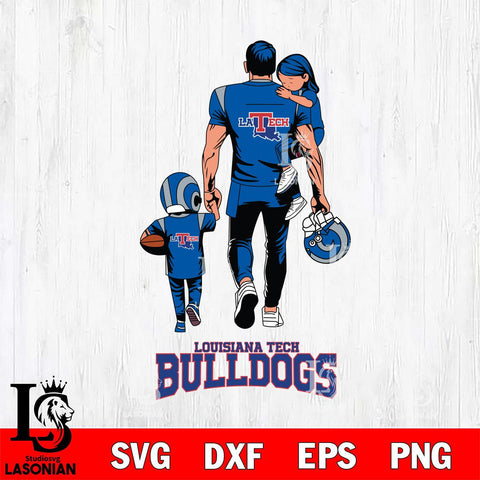 Louisiana Tech Bulldogs Father And Son Football SVG DXF EPS PNG FILE,NCAA SVG, Father day Digital Download,Instant Download, Silhouette