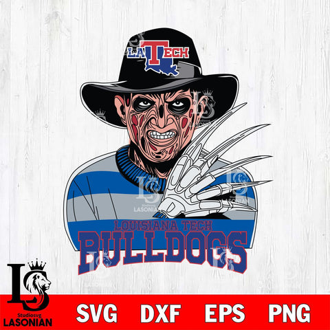 Louisiana Tech Bulldogs Freddy Krueger Horror Halloween Svg Eps Dxf Png File, NCAA svg, Digital Download, Instant Download